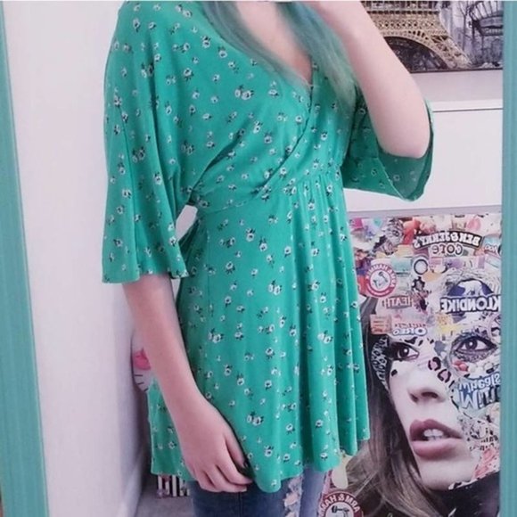 ASOS Floral Wrap V-Neck Tie Tunic Top - Picture 1 of 6